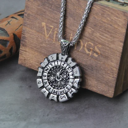 Viking Yggdrasil Tree of Life and Odin Rune Necklace Men's Vintage Amulet World Tree Pendant