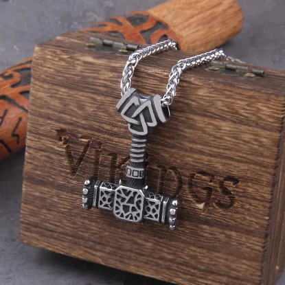 Thor Hammer Viking Stainless Steel Necklace Pendant Boyfriend withbox