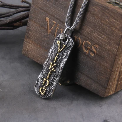 Viking Pendant Necklace Stainless steel with vikings wooden box