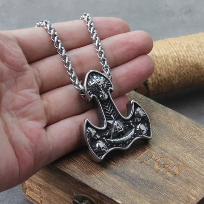 Alternative view of Thor's hammer mjolnir pendant necklace viking wolf scandinavian norse viking necklace Men Stainless Steel