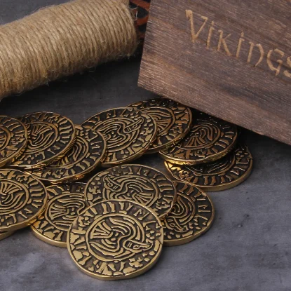 Alternative view of Gold Plated Viking Coin Collectible Great Gift Bit Coin  Gold Commemorative Coin with wooden box